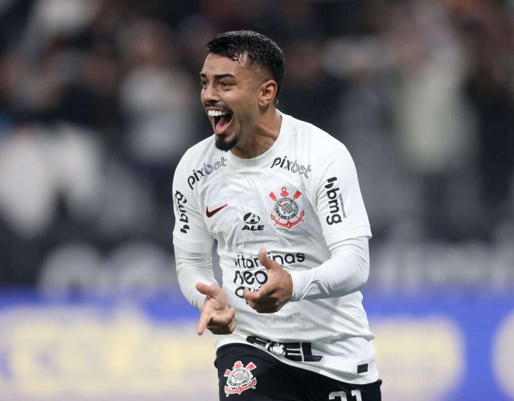 Matheus Bidu comemora gol contra o Atlético-MG — Foto: Rodrigo Coca / Ag.Corinthians