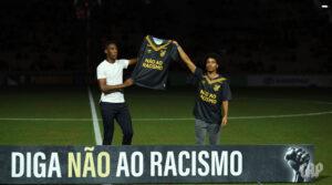 Léo Pelé em campanha do Athletico Paranaense contra o racismo