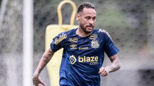 Neymar em treinamento no Santos